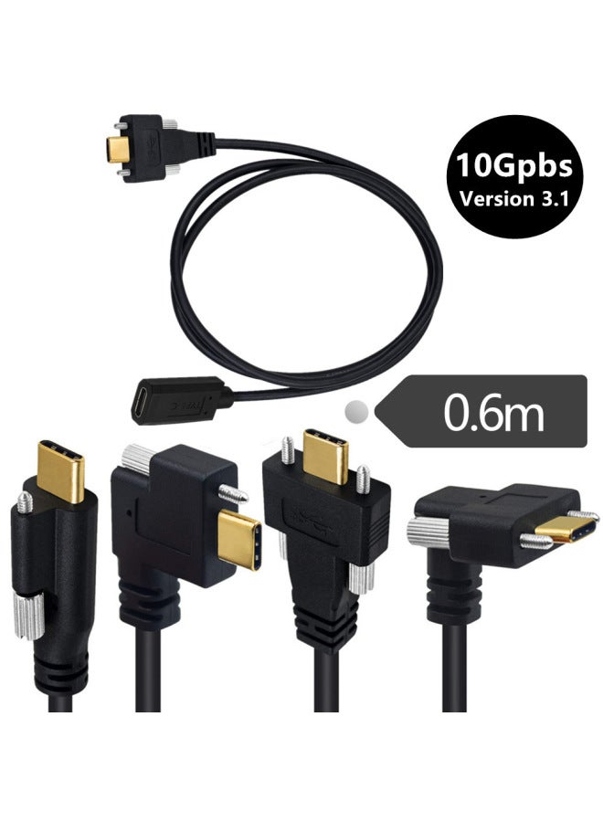 Positive Bend Gold Plated Head Standard 16 Core USB3.1type-C Male To Female With Fixed Screws 10Gpbs Data Cable-Color:C Female Turn C Fair Bending With Double Screws - Image 2
